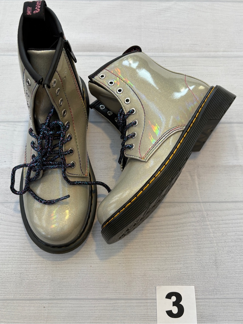 Dr Marten Holographic Combat Boots with Black Soles
